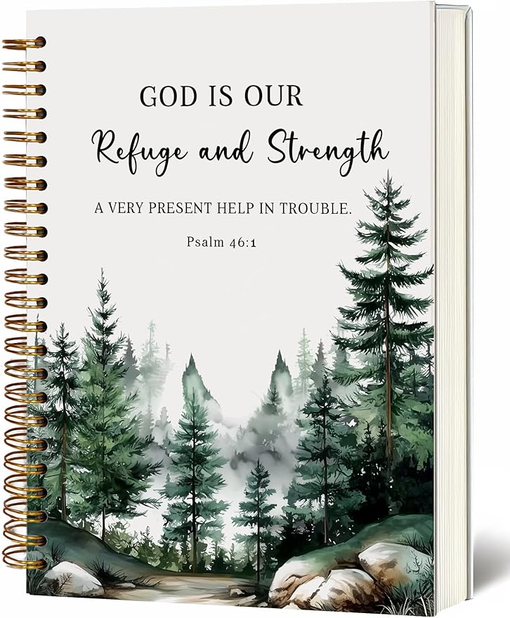 YOU FOUND ME Bible Journal, A5 Spiral Christian Bible Journal with Pink Cherry Notebook, God is Our Refuge and Strength, Bible Verse Gift for Women Birthday Christmas, Sunday School, Office Supplies