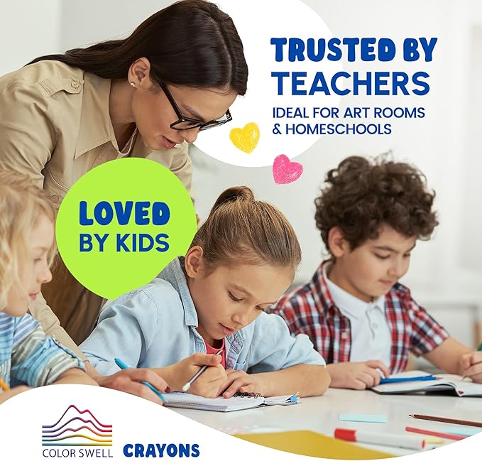 Color Swell Bulk Crayon Packs - 36 Boxes of 24 Vibrant Colored Durable Bulk Crayons of Teacher Quality for Classroom and Home