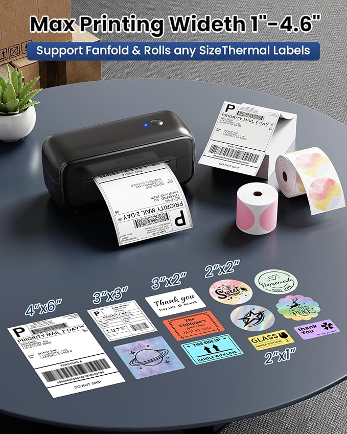 Phomemo Bluetooth Thermal Label Printer - 4x6 Shipping Label Printers for Small Business, Packages, Office, Organization - Thermal Printer Compatible with Amazon, Ebay, Shopify, Etsy, USPS, Fedex, DHL