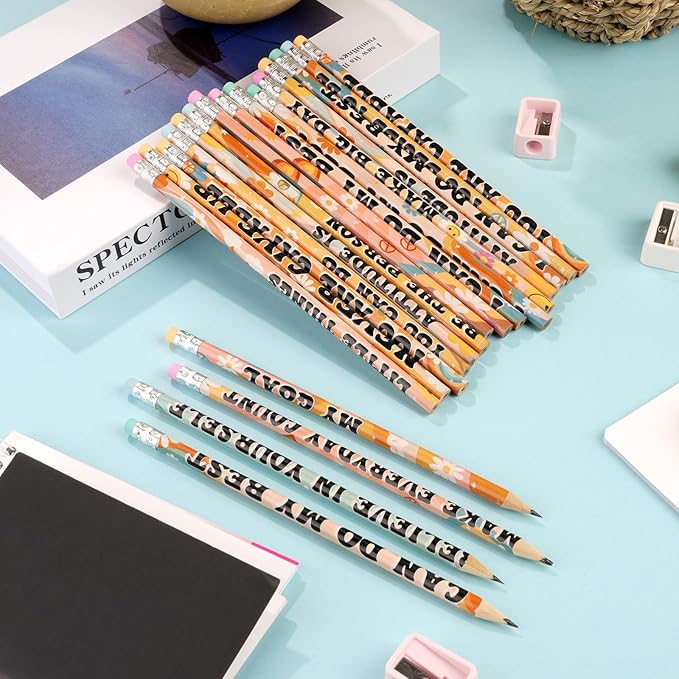 Ragnhild 200 Pcs Retro Motivational Pencils, Inspirational School Pencils for Classroom, Cute Wood Graphite Pencils with Encouraging Sayings, Back to School Supplies for Kids & Teachers