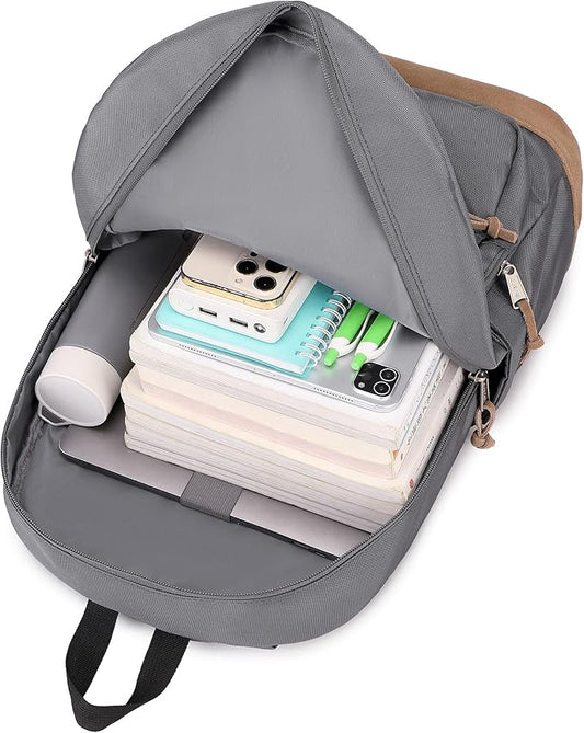 abshoo Classic Backpack for School College Bookbag Middle High School Bakcpacks for Teen Casual Daypack (Grey)