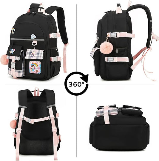 Hey Yoo Cute Backpack for School Backpack for Girls Backpack with Lunch Box Bookbag Set Kids Backpacks for Teen Girls