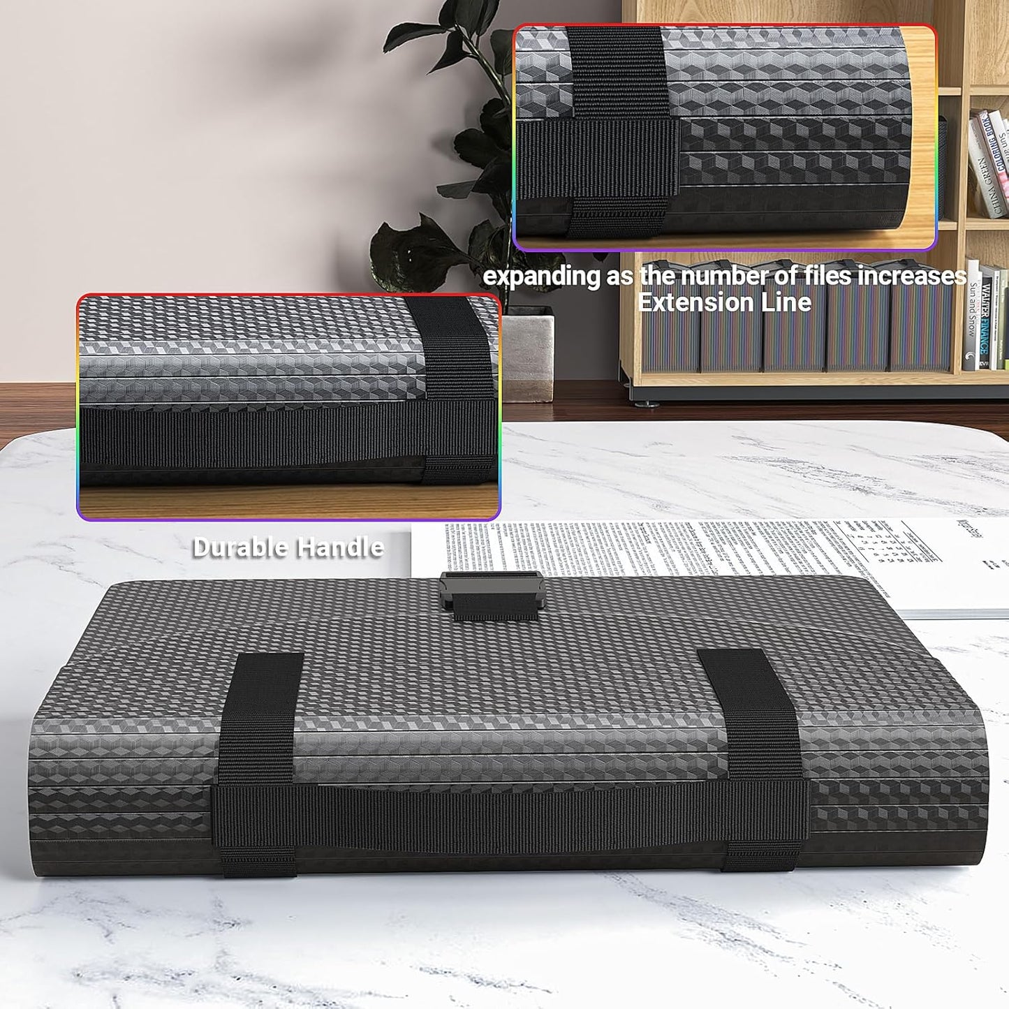 File Organizers with Handle,Portable Expanding File Folder,25 Pockets Accordion File Organizer for Receipt,Bill, A4/Letter Size Paper,Documents,a-z Tabs Include in Filing Folders Diamond