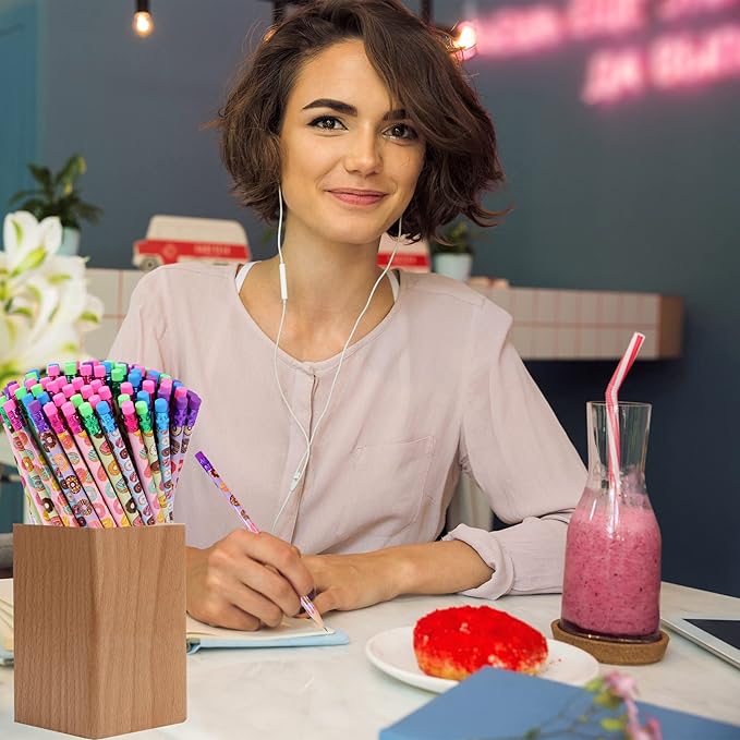 200 Pieces Donut Themed Pencils Cylinder Wood Pencils with Various Donut Element 4 Style Assorted Kids Pencils Girls Birthday Present Party Supplies Student Carnival Prize School Office Supply (200)