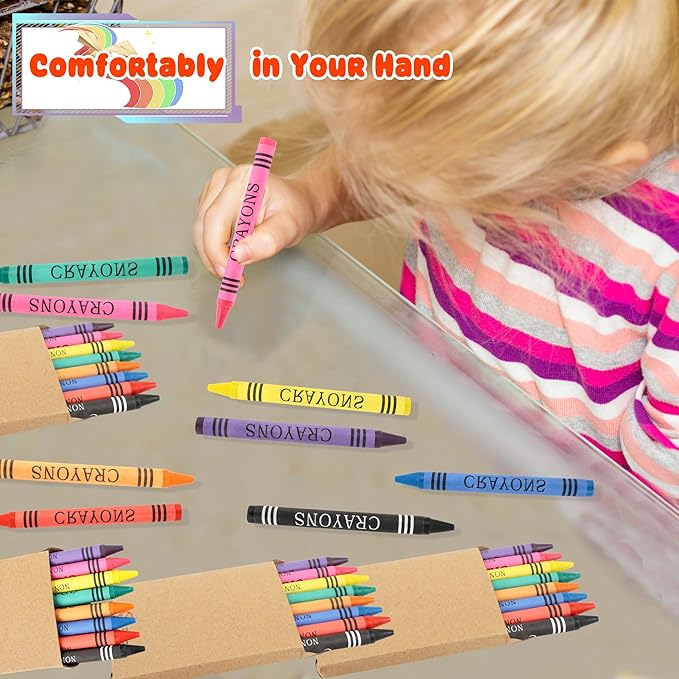 54 Pack Color Crayons Bulk Mini Crayon Boxes Wrapped Wax Crayons Pack Kids Classroom Art Craft School Student Teacher Party Supplies Birthdays Gifts