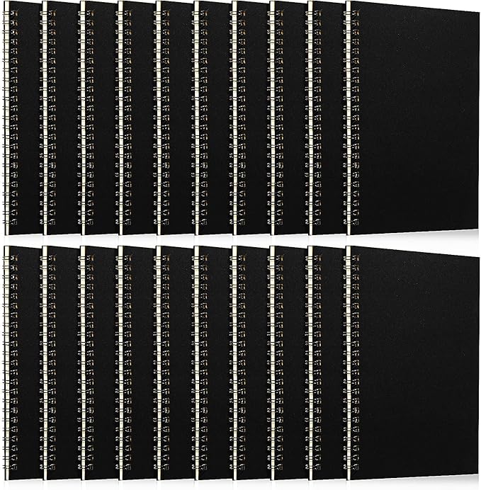 Eersida 20 Pack A5 Spiral Notebook College Ruled Spiral Notebook Bulk 5.5 x 8.3 Inch Hardcover Notepads Lined Travel Writing Journal Notepad, 50 Sheets 100 Pages(Black)