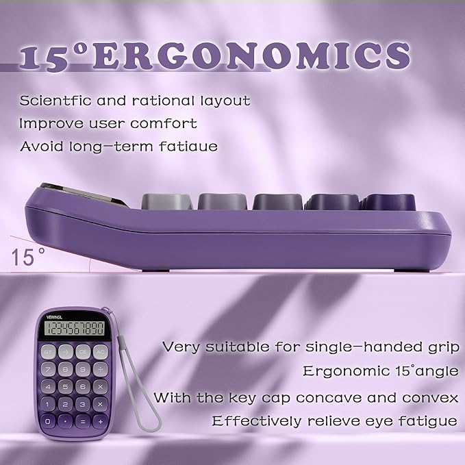 VEWINGL Mechanical Switch Calculator, 10 Digit LCD Display and Buttons, Great for Everyday Life and Basic Office Work, with Battery