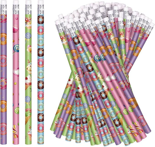 Donut Themed Pencils Valentines Days Pencils Wood Pencils with Various Donut Element Birthday Pencils Fun Assorted Colorful Pencils Fun School Pencils for Teacher Classroom (120)