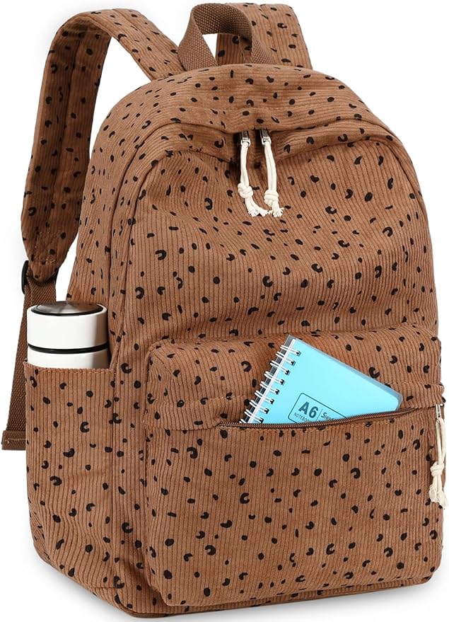 School Backpack for Teens Large Corduroy Bookbag Lightweight 15.6 inch Laptop Bag for Girls Women Casual High School College