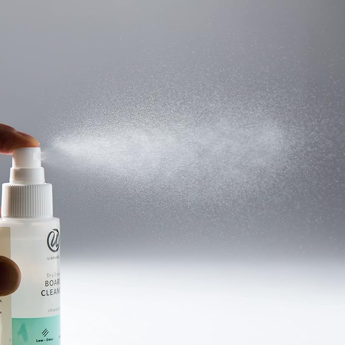 U Brands Fine Tip Dry Erase Markers with Eraser Set of 5, Includes 3 Whiteboard Markers, 1 Eraser, and 1 Board Cleaner Spray