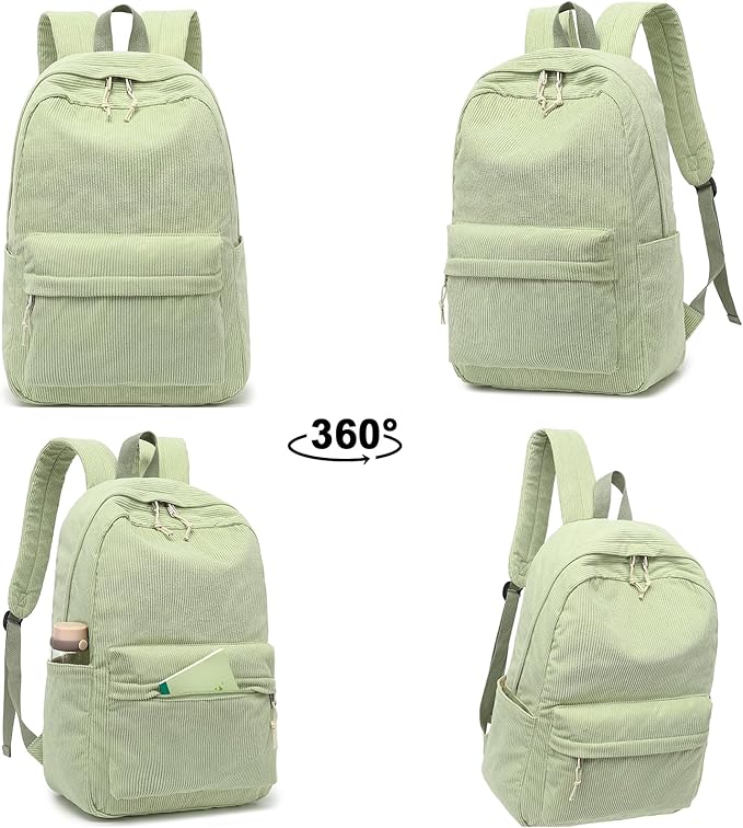 School Backpack for Teens Large Corduroy Bookbag Lightweight 15.6 inch Laptop Bag for Girls Women Casual High School College