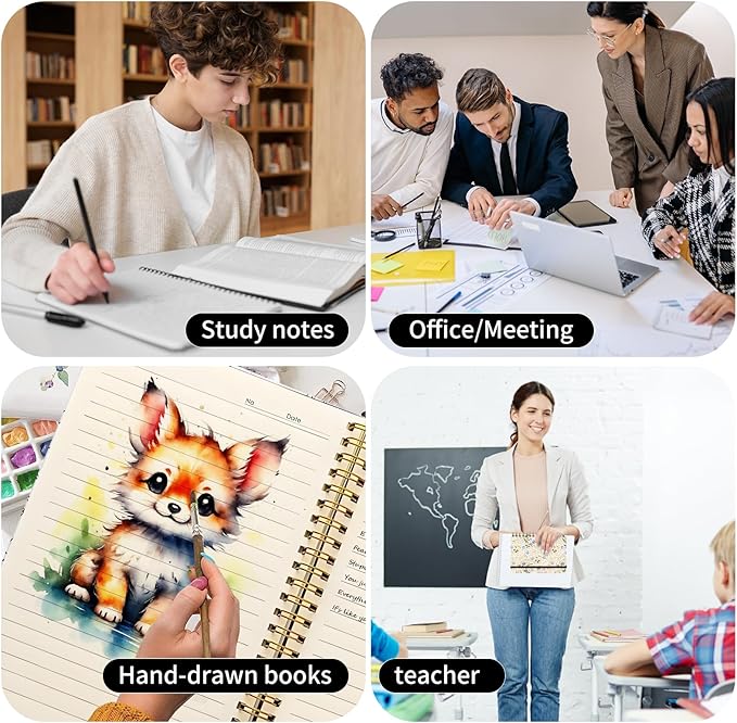 Spiral Journal Notebook, A5 Cute Notebooks for Women Men, College Ruled Hardcover Notebook for Work & Note Taking, 60 Pages Double-Wire Journals for Writing, Boho Leaf