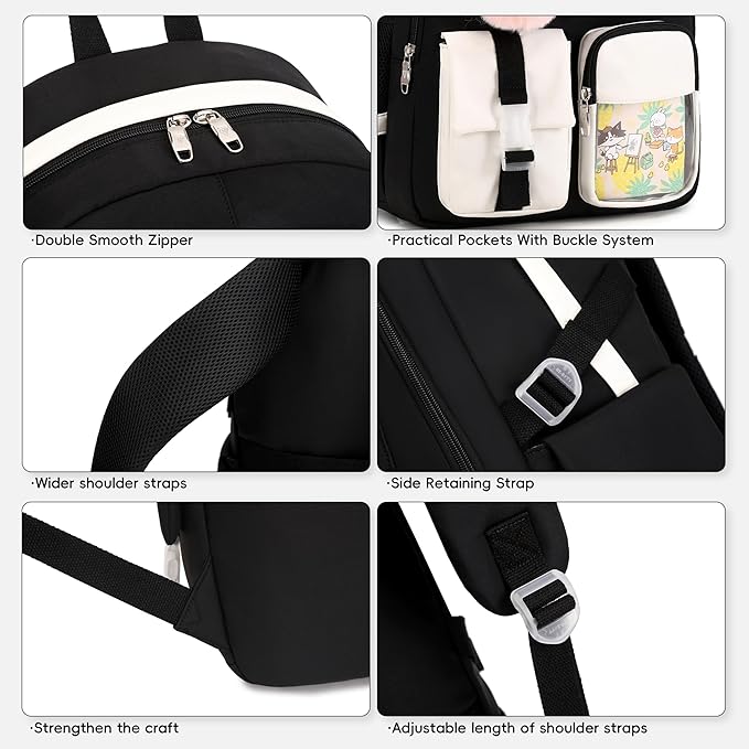 SHADOW VISION School Backpacks for Girls Backpack Cute Teen Girl Bookbag School Bag Backpack for Girls Teens (Black)