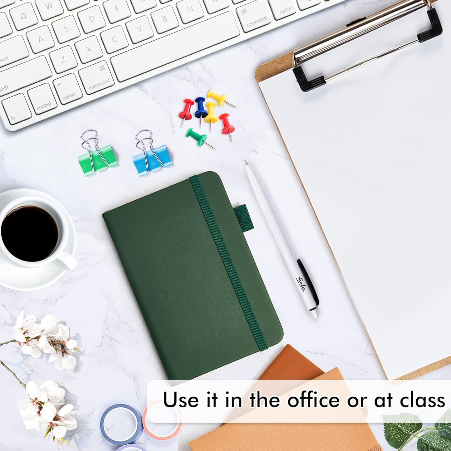 feela Pocket Notebook Journals, Mini Cute Small Hardcover College Ruled Notepad Office School Supplies, with 3 Black Pens, 3.5”x 5.5”, 3 Pack, A6, Vintage Colors