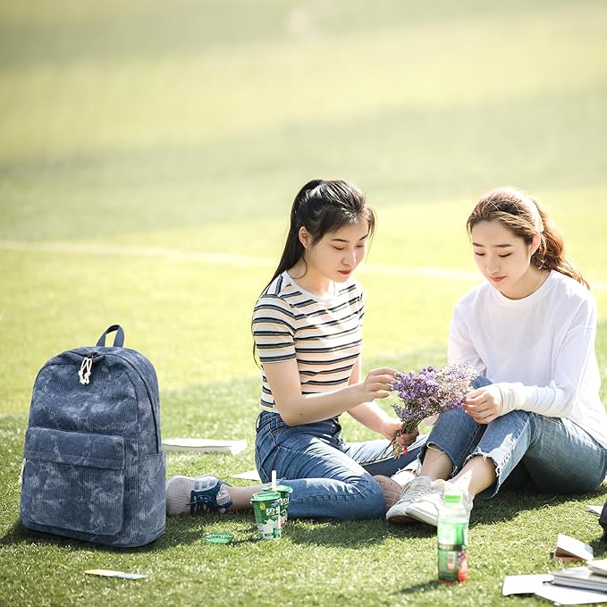 School Backpack for Teens Large Corduroy Bookbag Lightweight 15.6 inch Laptop Bag for Girls Women Casual High School College
