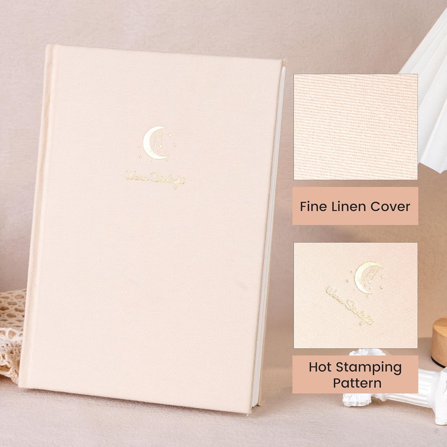 CAGIE Lined Journal Notebook for Women Girls, A5 Hardcover Linen Journals For Writing 256 Pages, Aesthetic Womens Diary, Gifts 8.3'' x 5.7'' Beige