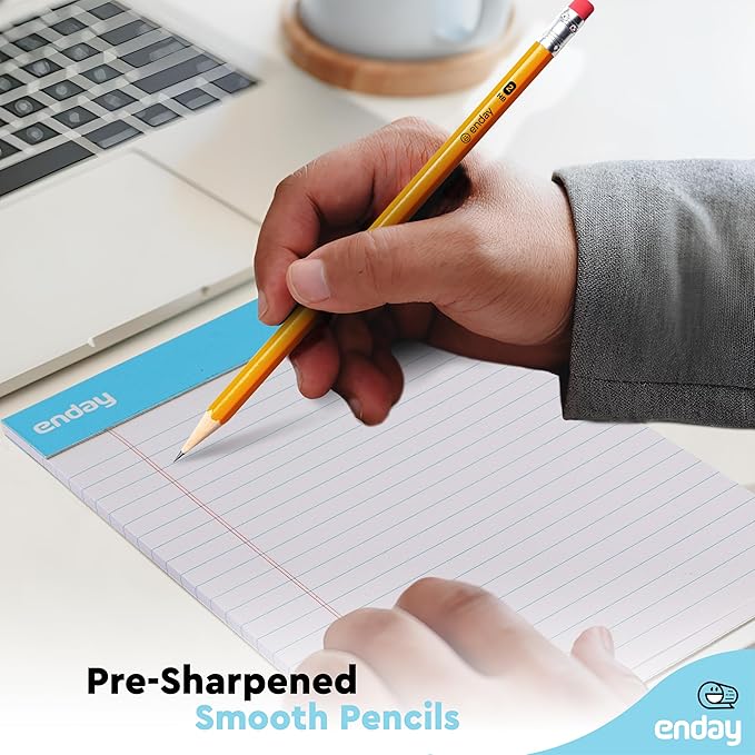 Enday #2 Pencils Bulk - 500 Pack - Pre-sharpened pencils #2 Wood-Cased Yellow Sharpened Pencils for Kids with Latex-Free Eraser Top for Office and Classroom Supplies.