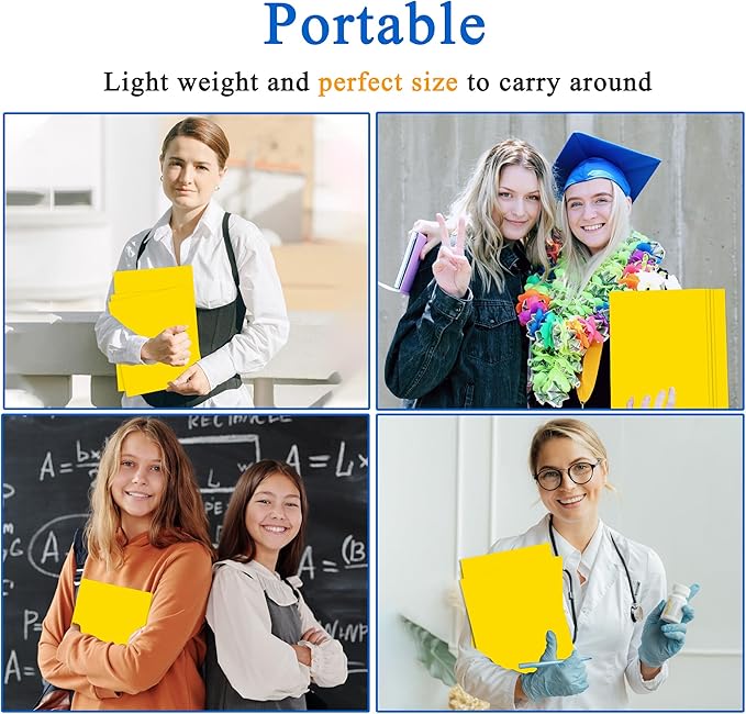 Zzrywuty 100 Packs Two Pocket File Folders with Business Card Slot,Textured Paper,Letter Size,Holds 100 Plus Sheets for School,Office,Business,Yellow