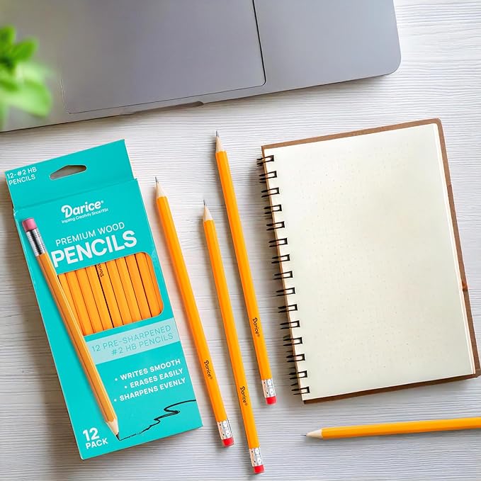 Darice Wood-Cased Pencils, 288pc Bulk Pre-sharpened #2 HB Pencils with Eraser for Classroom Back to School Supplies, 12 x 24 Pack