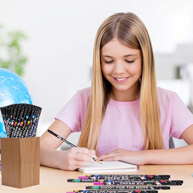 Kolewo4ever 100 Pieces Space Theme Pencils - Fun Astronaut Pencils with Matching Eraser for Classrooms, Student Reward, Space Party Favors