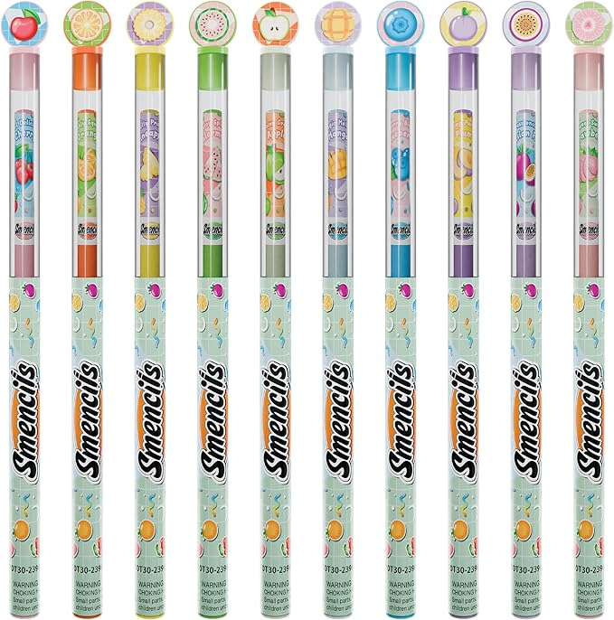 Pastel Colored Smencils - Patented Gourmet Scented Colored Pencils made from Recycled Newspapers, 10 Count, Gifts for Kids, School Supplies, Classroom Rewards