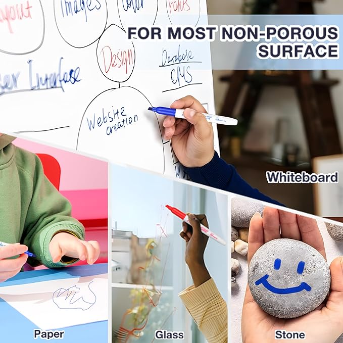 Dry Erase Markers Bulk 160 Pack 3 Assorted Colors, Chisel Tip Whiteboard Markers for Home School and Office，Pens of 80 Black 40 Red and 40 Blue.