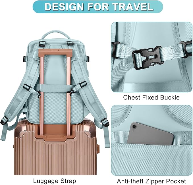 Large Personal Item Travel Backpack For Women Men Airline Approved Carry On Backpack Flight Approved Waterproof Sports Luggage Backpack Casual Daypack Small Hiking Backpack