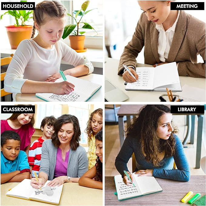 feela Notebooks Journals Bulk, Hardcover Notebook Classic Ruled Journal Set with Pen Holder for School Business Work Travel Writing, with 12 Black Pens, 120 GSM, 5.1”x8.3”, 12 Pack, A5, Solid Colors