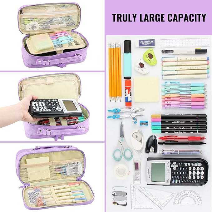 Pencil Case, Large Capacity Pencil Case Organizer; Double Zipper Storage Bag; Big Pencil Pouch for College School Office Teen Girl Boy Men Women Adult