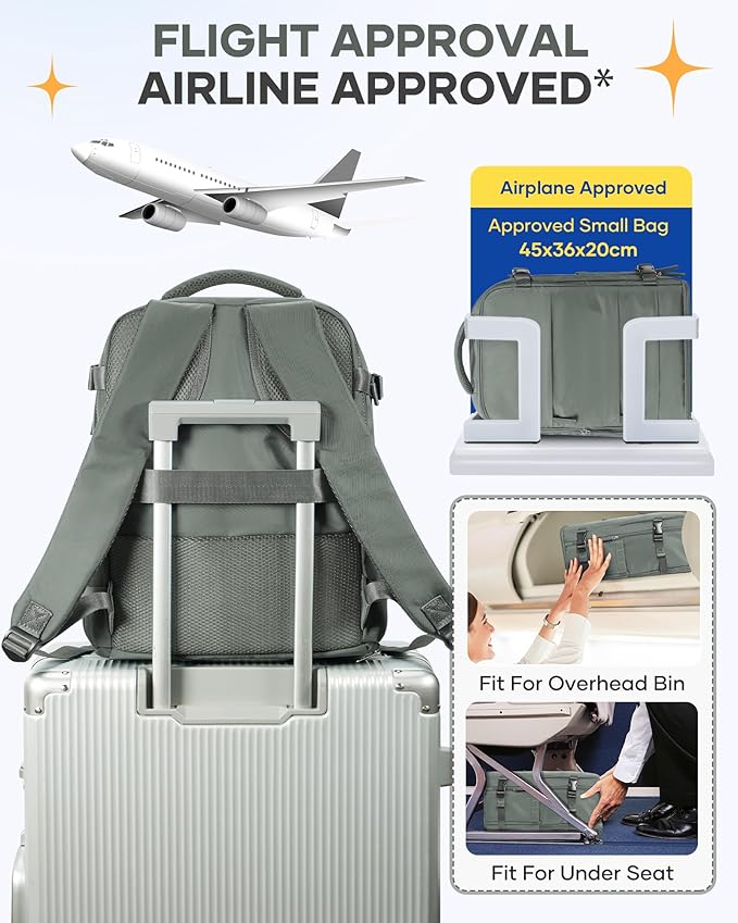 Large Travel Backpack for Women Airline Approved Carry on Backpack for Airplanes Mochila De Viaje Spirit Airlines Personal Item Bag 18x14x8 Personal Item Travel Bag Backpack for Traveling on Airplane