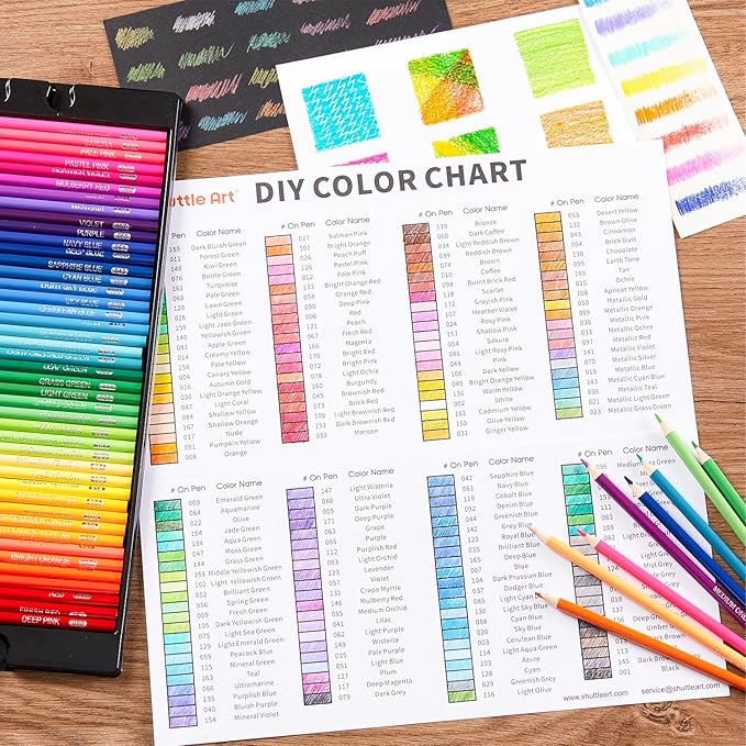Shuttle Art 172 Colored Pencils, Soft Core Color Pencil Set for Adult Coloring Books Artist Drawing Sketching Crafting