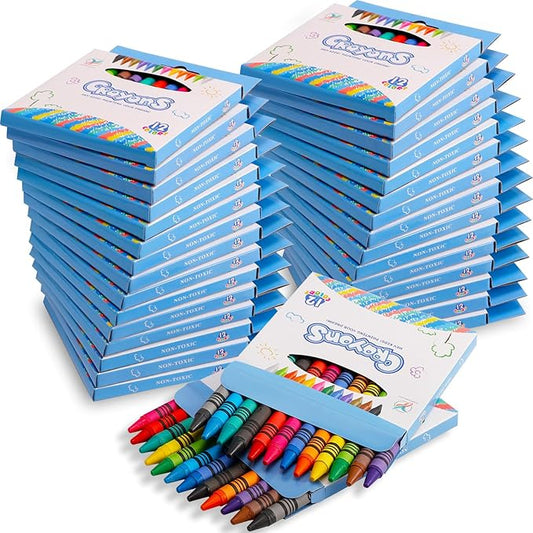 Jeffbaubl Bulk Crayons,30 Boxes of 12-Packs Color Crayons, Bulk Crayon Individual Packs,Washable Crayon,Crayons Party Favors for Classroom Restaurants School Supplies(12 Colors