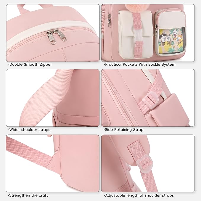 SHADOW VISION School Backpacks for Girls Backpack Cute Teen Girl Bookbag School Bag Backpack for Girls Teens (Pink)