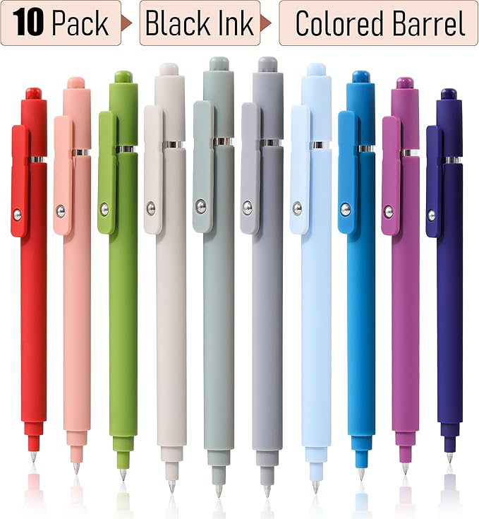 RIANCY Gel Pens, 0.5mm Black Ink Quick Dry Ball Point Pens, Fine Point Smooth Writing Retractable Pens, Cute Aesthetic Gifts Set for Men Women Journaling, Office School Stationery Supplies Pack of 20