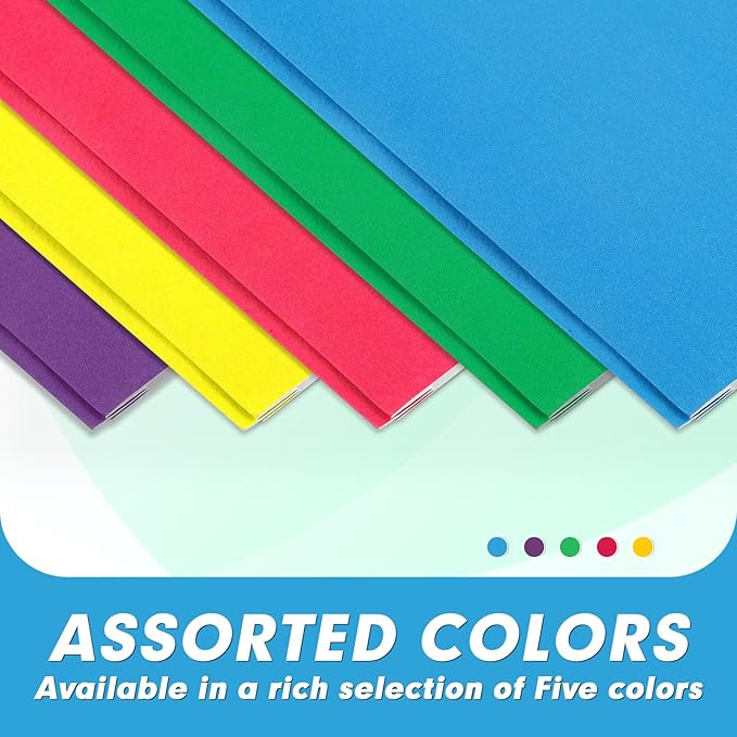 Two Pocket Folders, PANDRI 130 Pack Two Pocket Folders with Prongs, 2 Pocket 3 Prong Folders Designed for Office and Classroom, Letter Size, Assorted 5 Colors