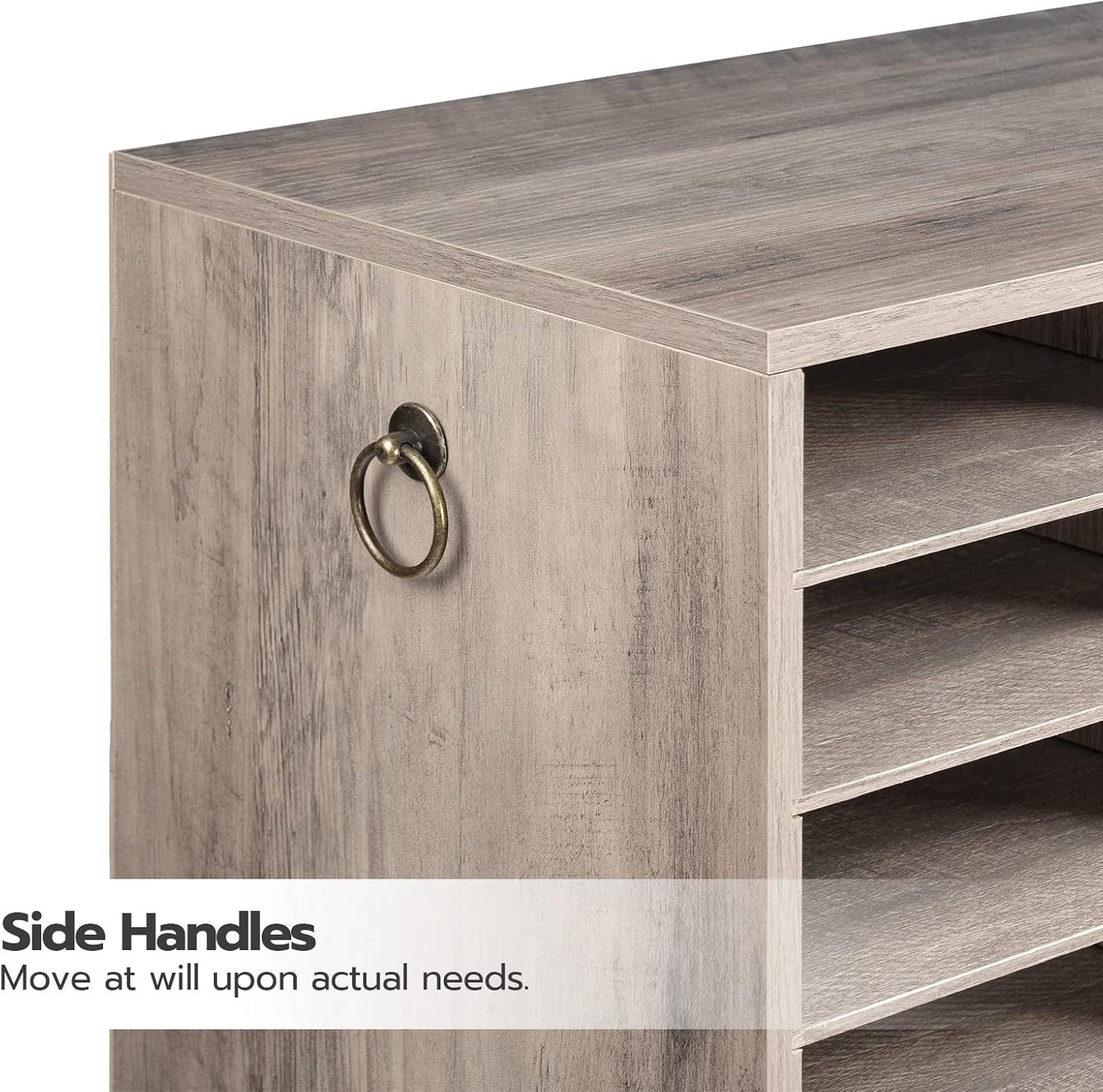 HOOBRO Literature Organizers, 12 Compartments Office Mailbox with Adjustable Shelves, Wood Countertop Literature Sorter for Office, Home, Classroom, Mailrooms Organization Greige BG12WF01