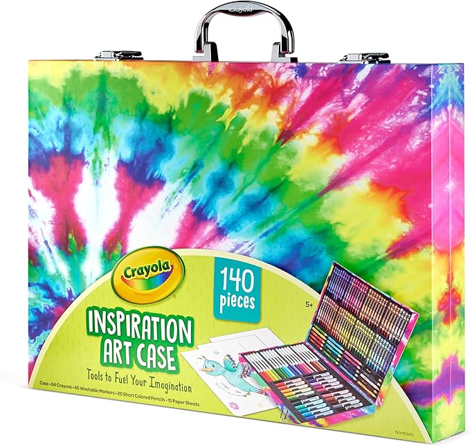 Crayola Inspiration Art Case Coloring Set - Tie-Dye (140ct), Art Supplies Set for Kids, Drawing Kit, Travel Gift for Girls & Boys, Ages 5+ [Amazon Exclusive]