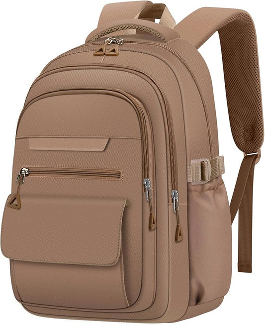 Cute Backpack for School Teen Girls Khaki Bookbag Aesthetic Womens Travel Book Bags for School Kids Student Back Packs