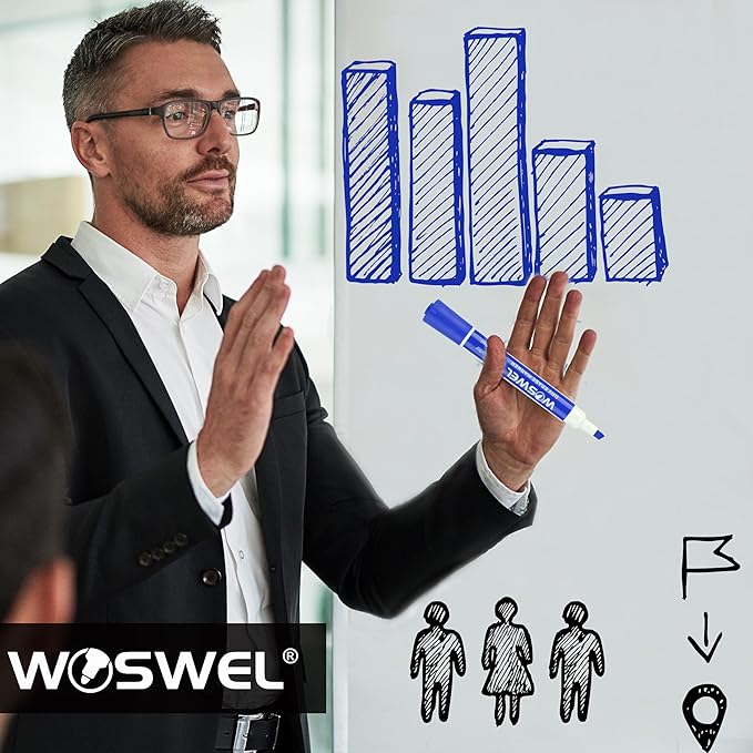 Dry Erase Markers, 60 Bulk Pack, 12 Assorted Colors Chisel Tip Whiteboard Markers, Chisel Point Low Odor Dry Erase Markers