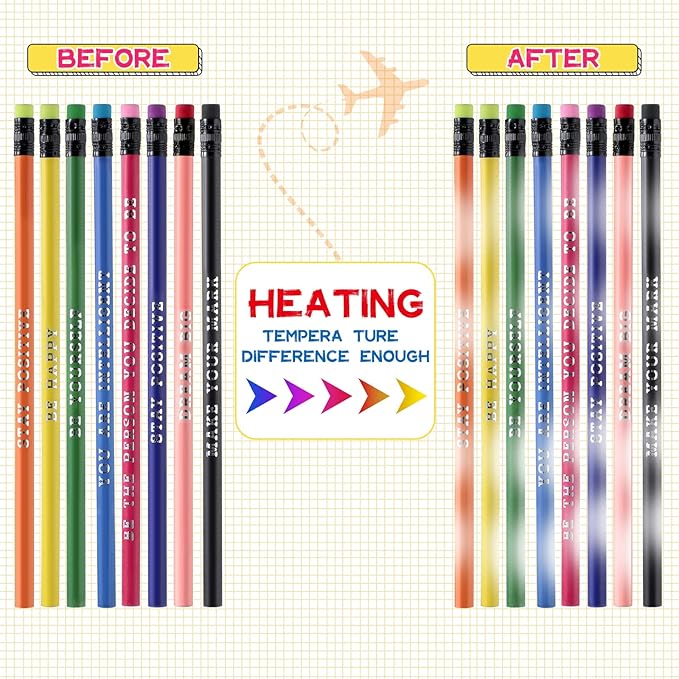 Epakh 100 Pcs Inspirational Pencils Color Changing Pencils Bulk with Eraser HB Wooden Pens Gift for Kids Back to School Gift for Classroom, Student Reward(Mixed Colors,Classic Style)