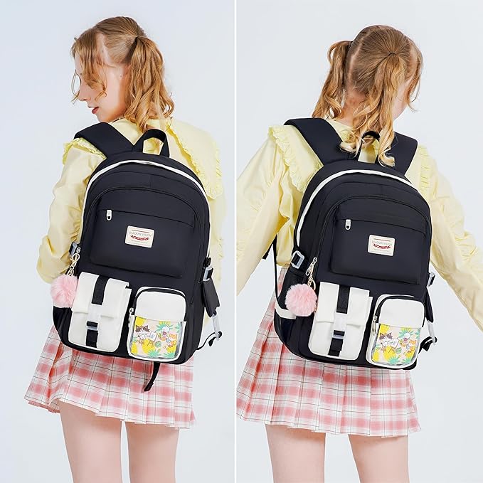 SHADOW VISION School Backpacks for Girls Backpack Cute Teen Girl Bookbag School Bag Backpack for Girls Teens (Black)