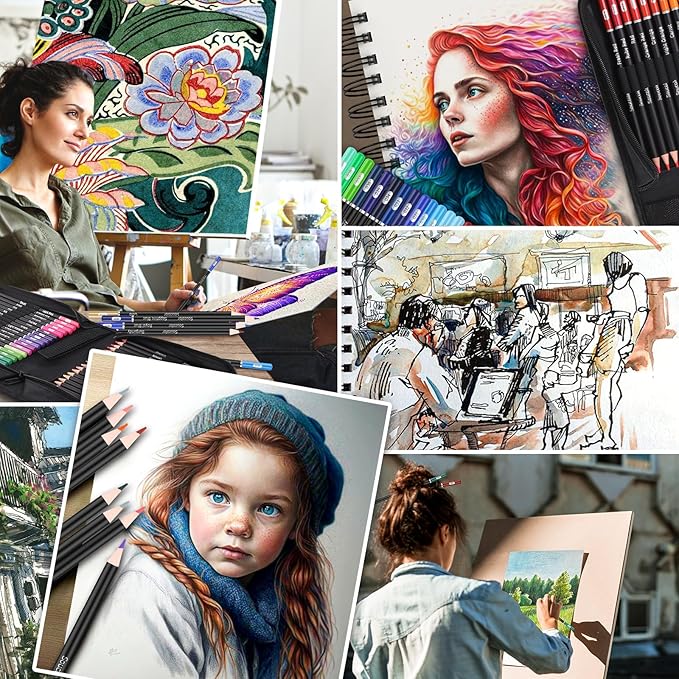 Soucolor 72-Colors Premium Artist Colored Pencils Set with Zippered Case for School Preppy Supplies, Drawing Kit Art Supplies for College Students