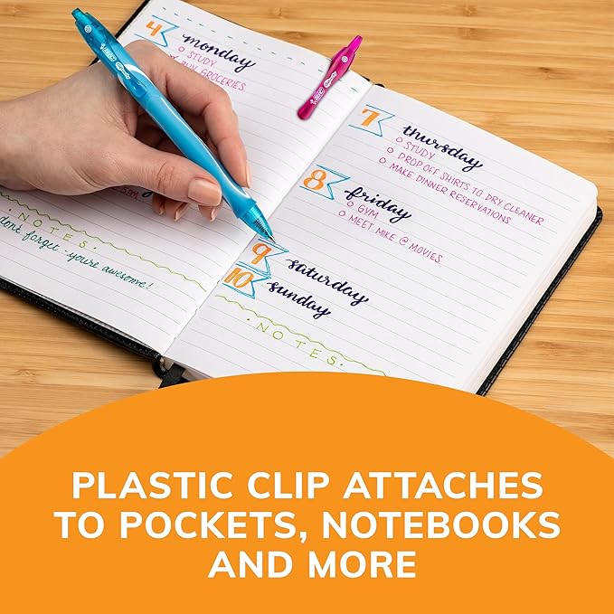 BIC Gelocity Quick Dry Assorted Colors Gel Pens, Medium Point (0.7mm), 3-Count Pack, Retractable Gel Pens With Comfortable Full Grip