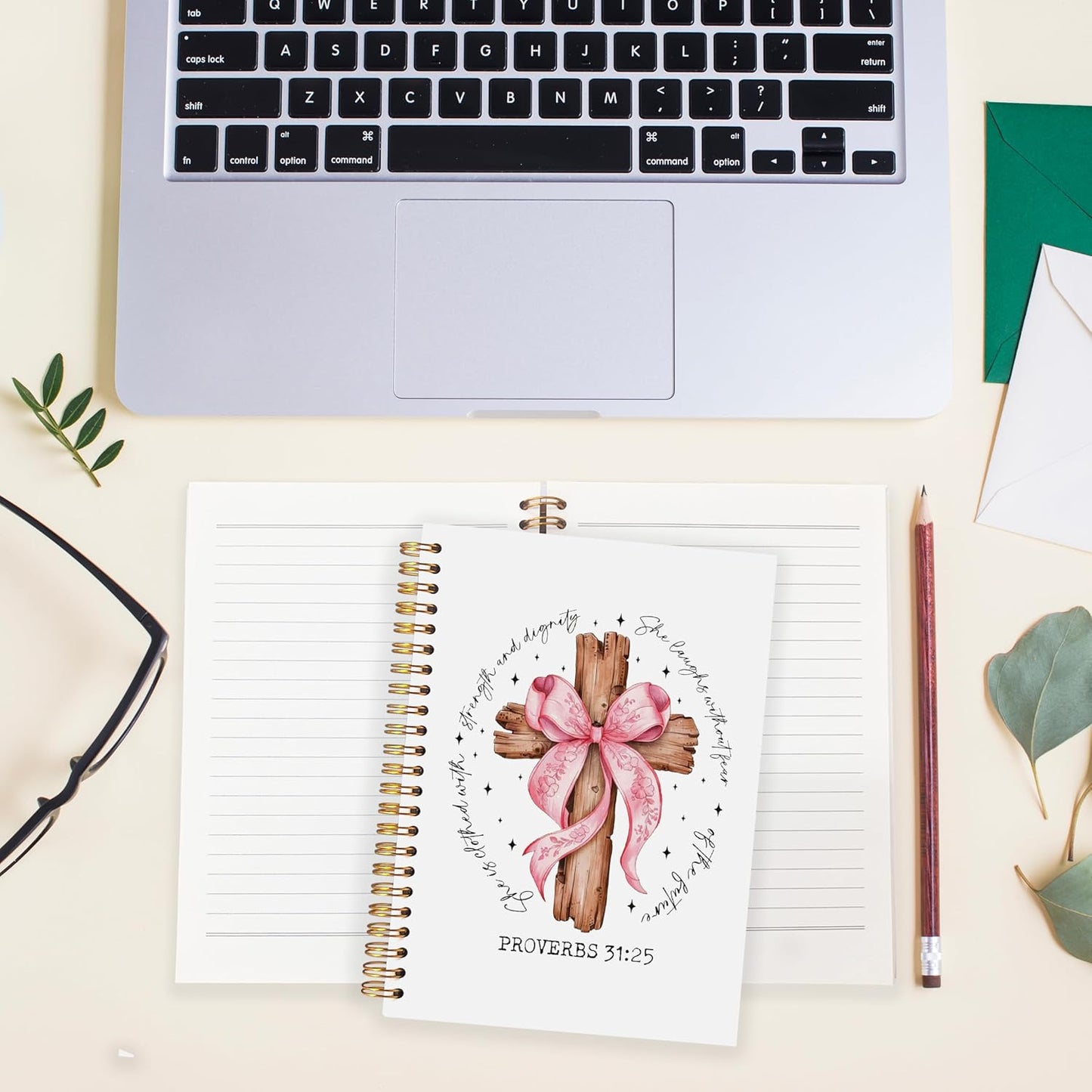 BearCake Proverbs 31 Woman Christian Notebook Journal, Preppy Christian Gifts for Women, Pink Coquette Bow Prayer Journal for Women, Bible Journaling Hardcover Spiral Notebook 5.5x8.3