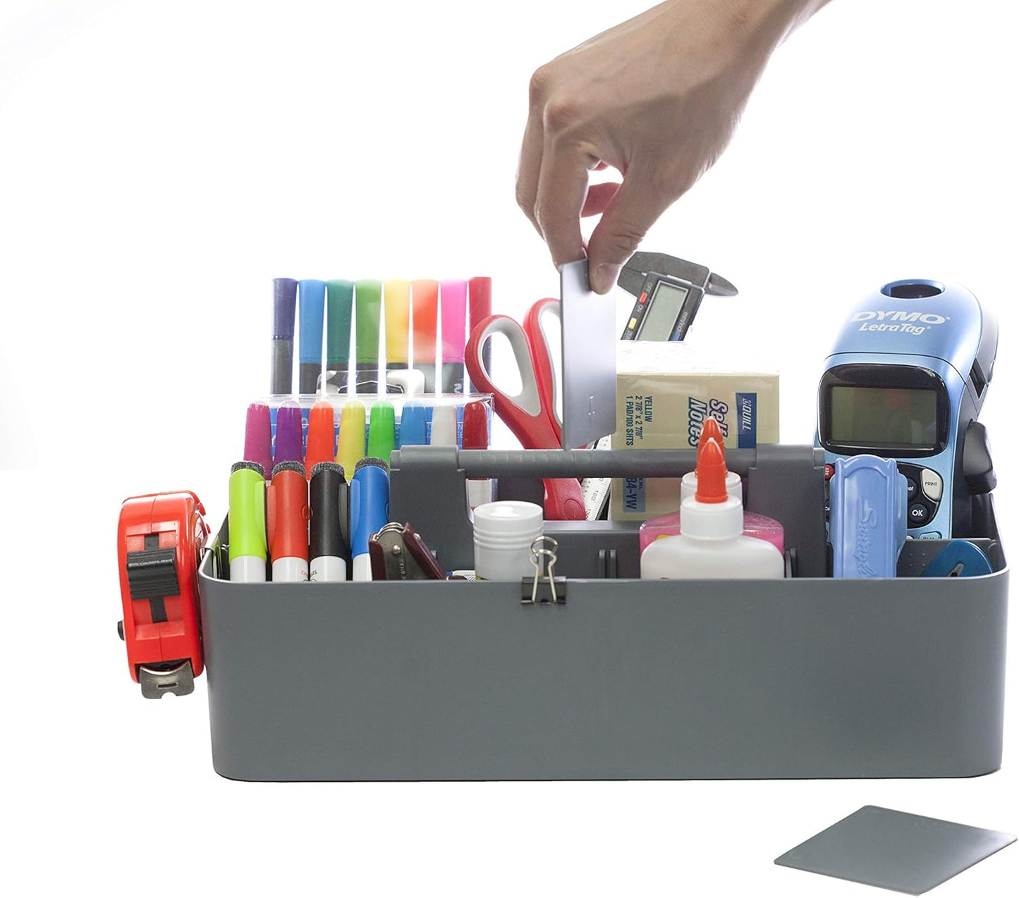 -Large Portable Caddy, DIY Dividers, 8 Compartments, School Office Supplies Home Business Organizer,Portable Basket with Handle Storage Made in USA (4 PACK, Orion Gray)