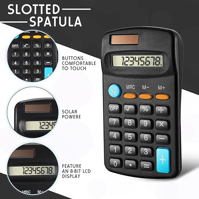 Flutesan 24 Pieces Basic Mini Calculators Bulk for Students Small Pocket Size Hand Held Calculators Desktop School Supplies for Classroom Desktop Home High School College Office(Black)