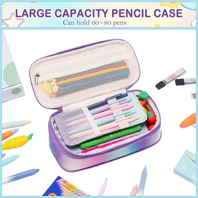 School Supplies Set for Teens Girls - Cute Pink Pencil Case, 10 Mechanical Pencils 0.5 0.7 2.0mm,12 Highlighters, 16 Pens, 452 Lead & Gel Refills Complete College Essentials, Drafting & Writing Kit