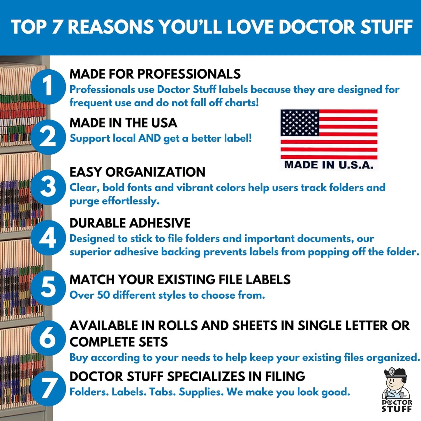 Doctor Stuff - File Folder Labels, Alphabet Letter F, Compatible with Smead Alpha Z Acc/ACCS - SMSM Series Alpha Stickers Orange, 1-5/8" x 1”, 250/Roll