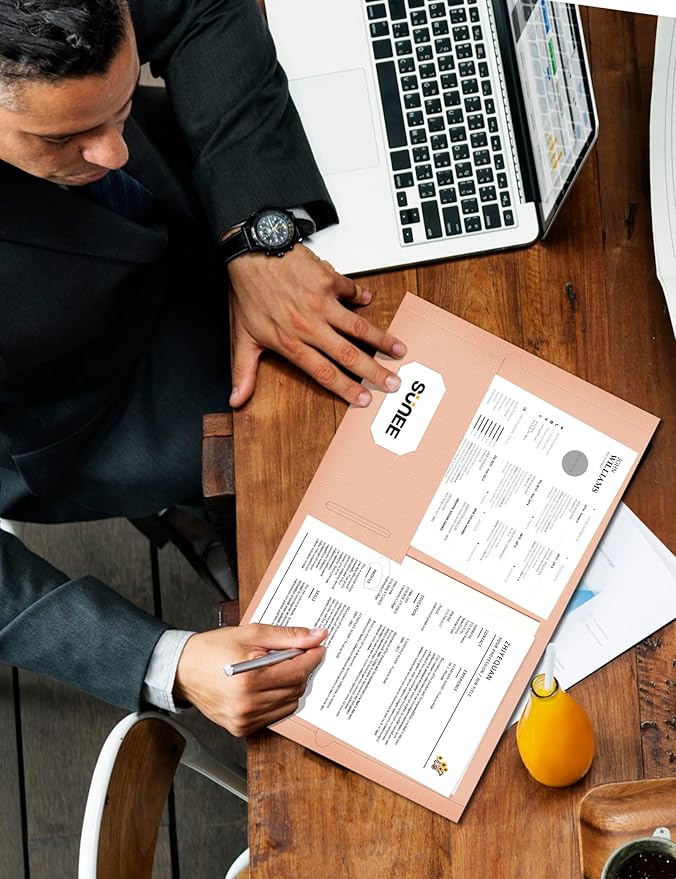 SUNEE Folders with Pockets (25 Pack, Warm Brown), 2 Pocket Folders Fit Letter Size, Paper File Folder for School Office Home Business, Textured Paper