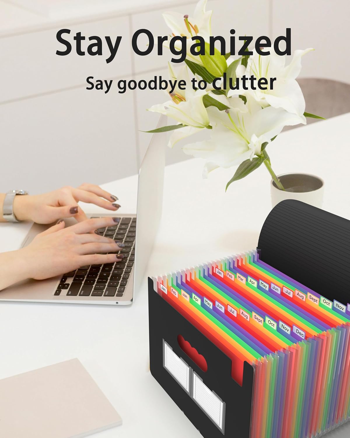 Accordion File Organizer, 4 Pack 24 Pockets Expanding File Folders, Portable Monthly Bill Receipt Documents Organizer with Colorful A-Z Tabs, Letter/A4 Size - Blue